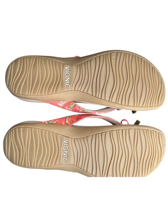 Vionic Bella II Womens Floral Flip Flops Sandals Size 11 Beige/Coral - Picture 6 of 8